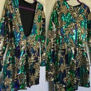 Sequin long sleeve playsuit